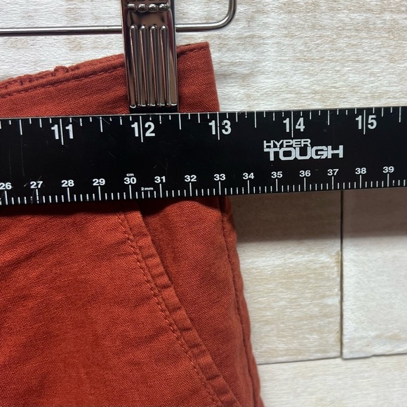 Uniqlo Pants Womens XS Rust Brown Cropped Linen‎ Blend High Waist Wide Leg - Picture 9 of 11
